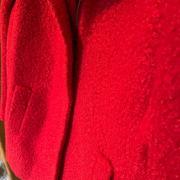 Ann Taylor Loft Boucle Funnel Neck Red Winter Coat Large - Picture 4 of 10
